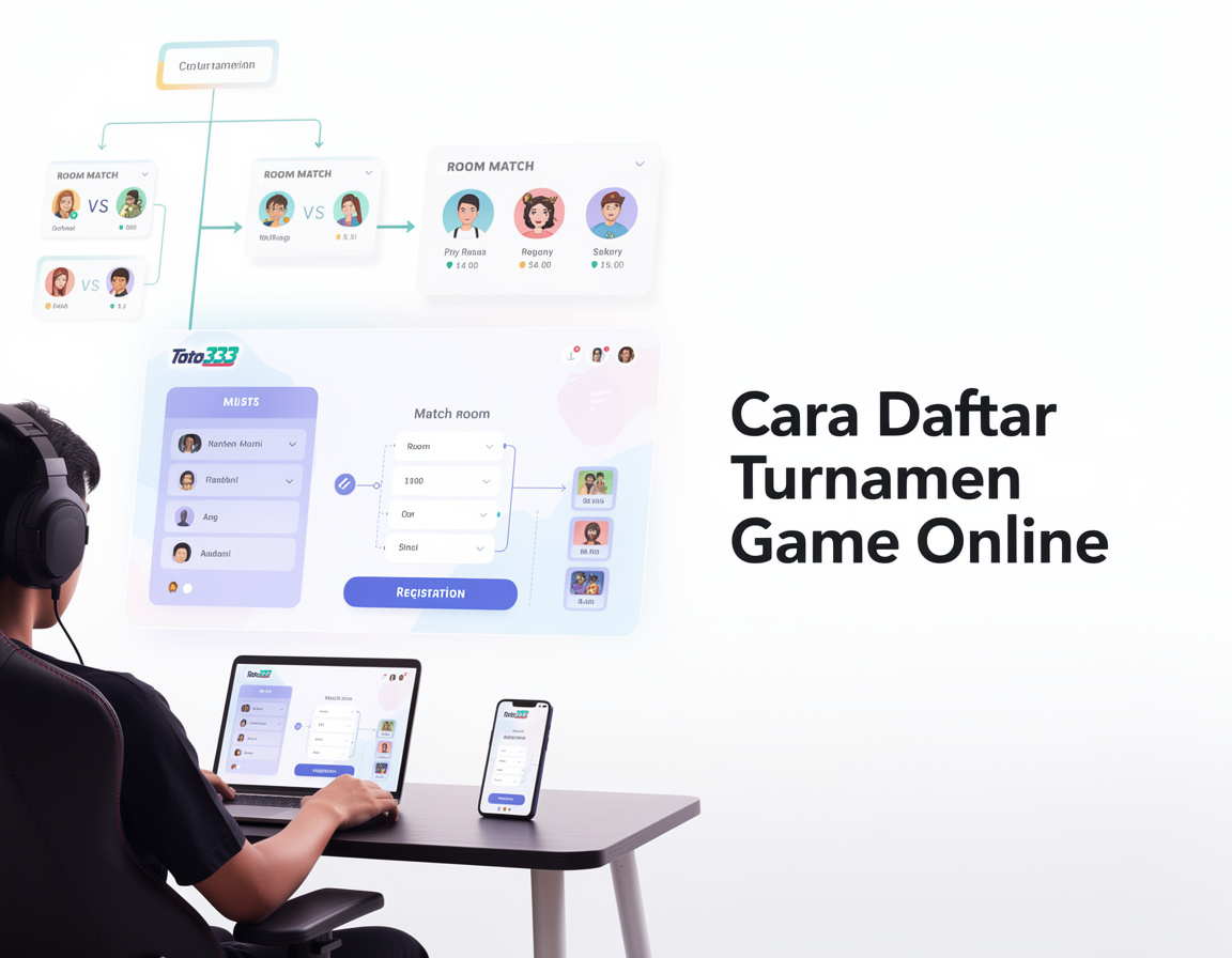 Ilustrasi cara daftar turnamen game online untuk turnamen game online toto333 dengan bracket dan room match
